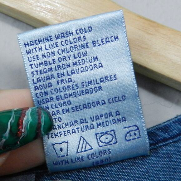 Vintage Erika Denim Patchwork Dress Size L Button Front Cottagecore Rustic Artsy - Picture 7 of 11